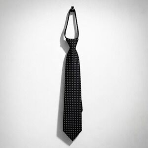 Hana Cravate Classic Mode Mens Zipper Tie Black Geometric Gold Silver Pattern